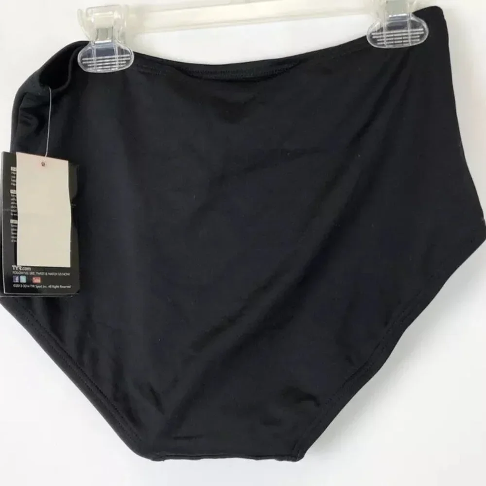 TYR Solid Hi Waist Swim Bottom Black Size 8 Womens